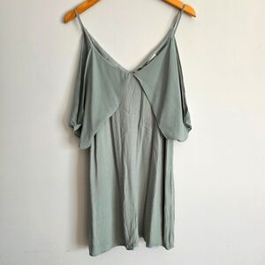 Gentle Fawn Carrera Mini Dress Cold Shoulder Shift Chiffon Green
